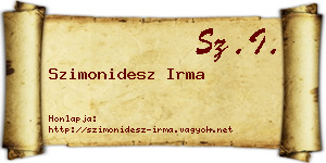 Szimonidesz Irma névjegykártya